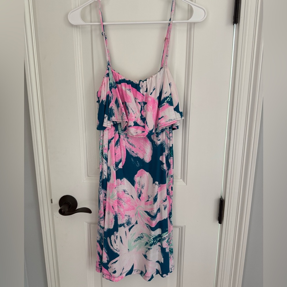 Lilly Pulitzer Pink and Green Floral Mini Dress